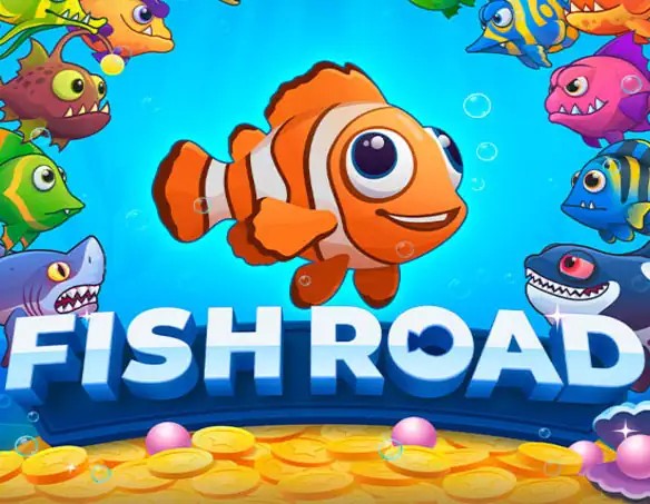 Fish Road online game logo by InOut on hiddenjackscasino.com
